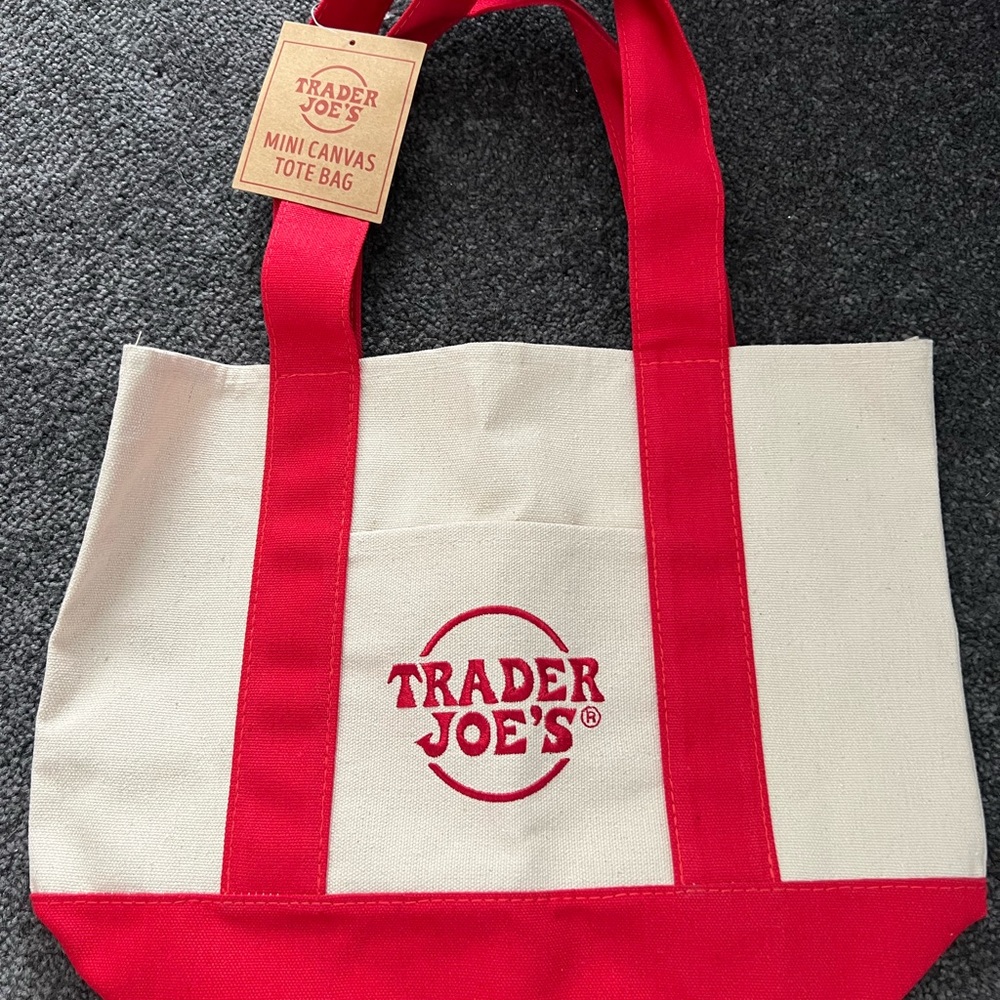 NEW Trader Joe’s Red Mini Canvas Tote Bag